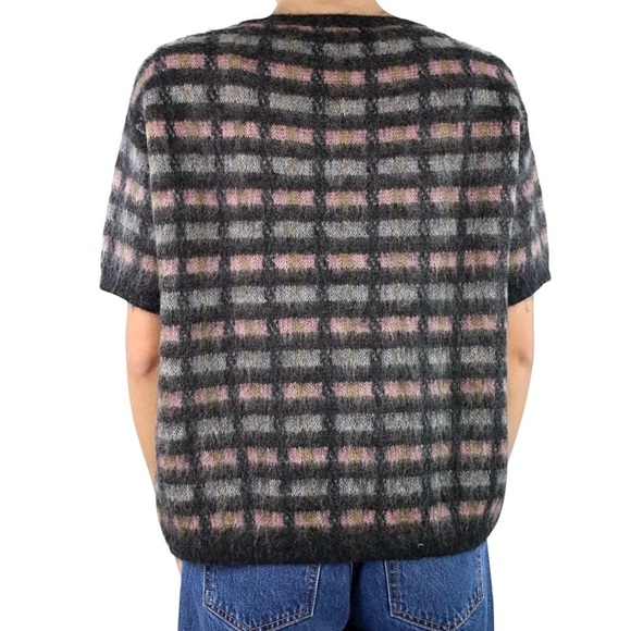 PRADA Maglieria Mohair Wool Windowpane Short Sleeve Sweater - Picture 3 of 15